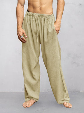 Soft Cotton Linen Relaxed Pants Pants coofandy Khaki M 