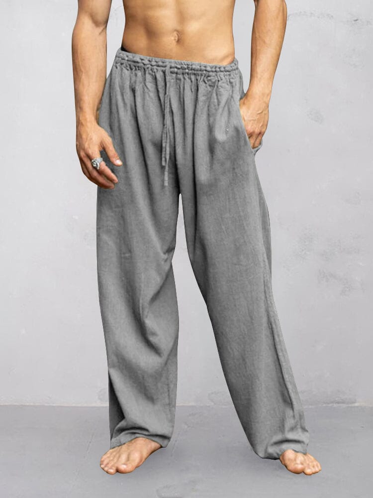 Soft Cotton Linen Relaxed Pants Pants coofandy Grey M 