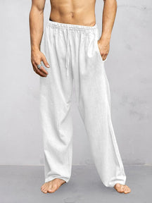 Soft Cotton Linen Relaxed Pants Pants coofandy White M 