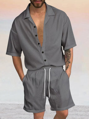 Casual Soft Lapel Shirt Set Sets coofandystore Grey M 