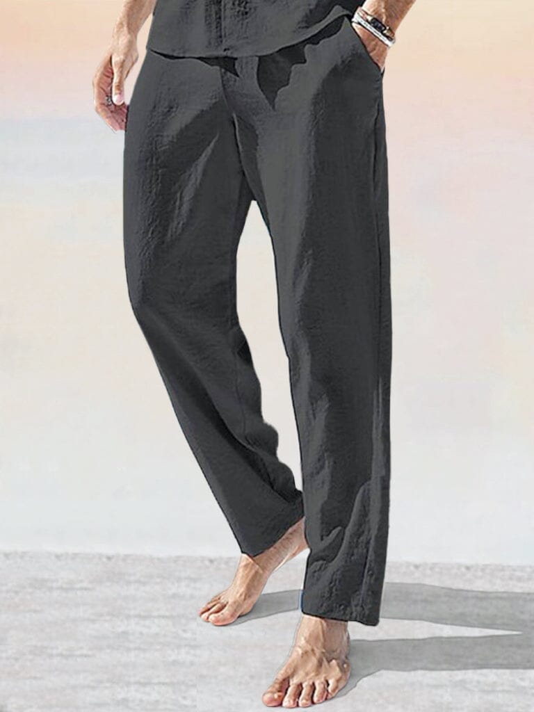 Soft Cotton Linen Pants Pants coofandy Black M 