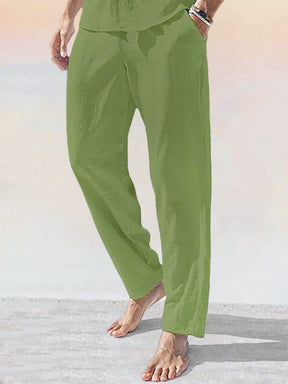 Soft Cotton Linen Pants Pants coofandy Green S 