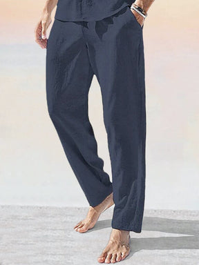 Soft Cotton Linen Pants Pants coofandy Navy Blue S 