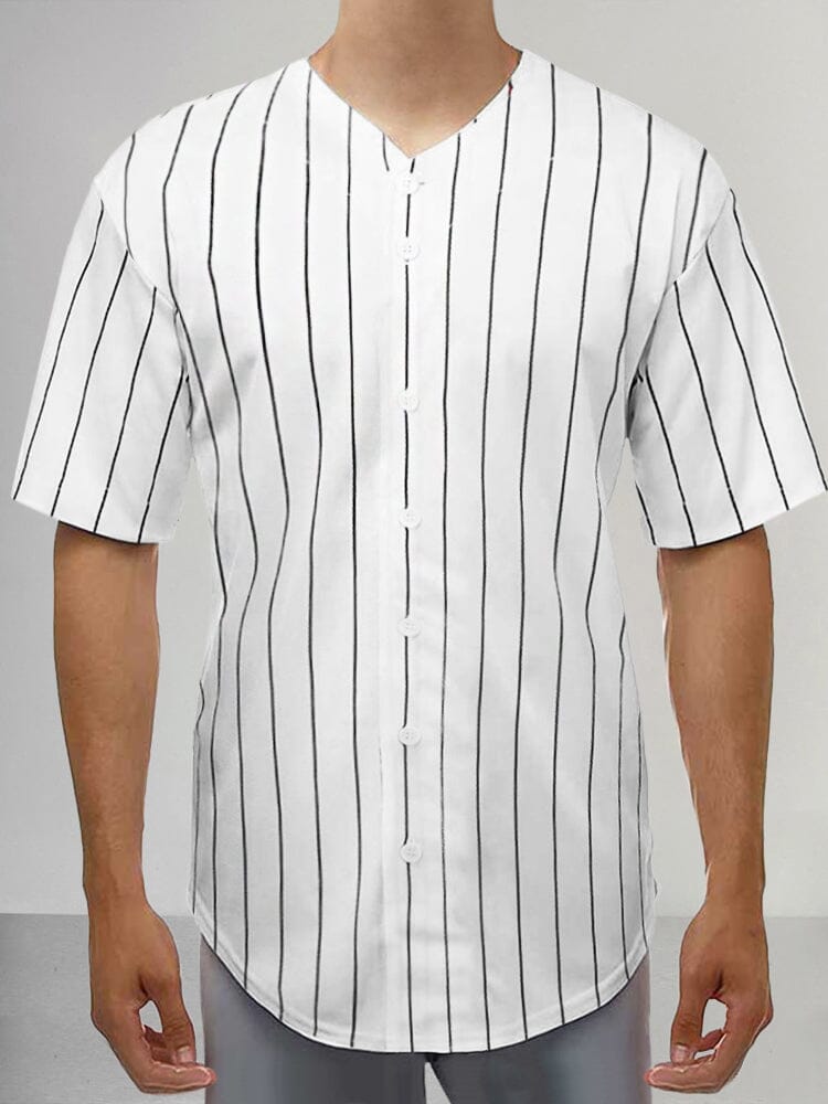 Casual Breathable Stretchy Shirt Shirts coofandy Stripe White S 