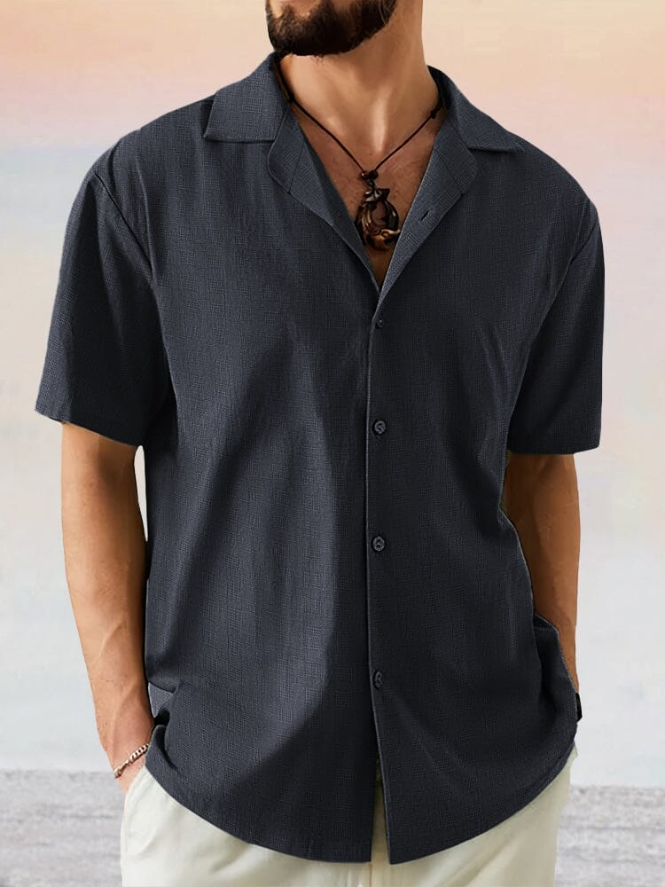 Breathable Cotton Linen Lapel Shirt Shirts coofandy Black M 