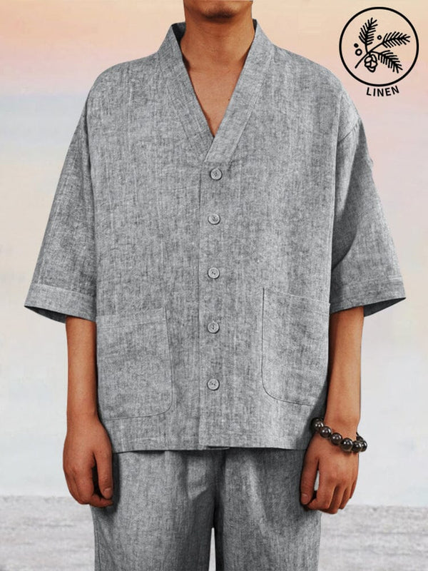 Unique Cozy 100% Linen Shirt Shirts coofandystore Light Grey M 