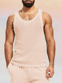 Casual Breathable Knit Tank Top Sports Set coofandy Light Pink S 