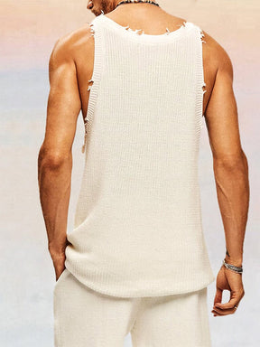 Casual Breathable Knit Tank Top Sports Set coofandy 