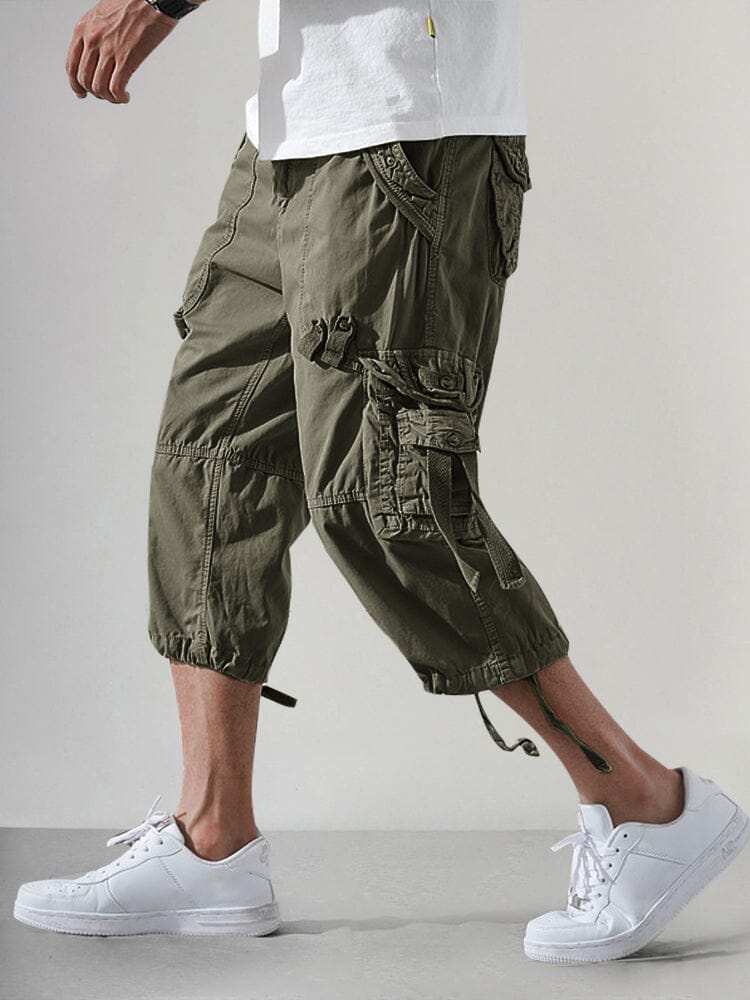 Stylish 100% Cotton Cargo Shorts Shorts coofandy 3/4 Capri-Army Green S 