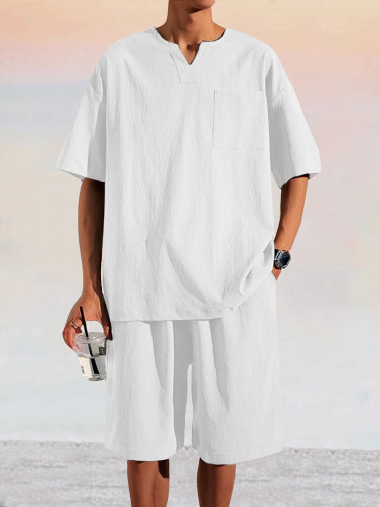 Casual Soft Shirt Set Sets coofandystore White L 