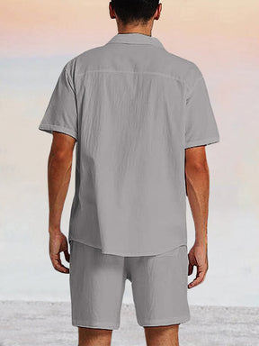 Breathable Cotton Linen Beach Shirt Set Sets coofandy 