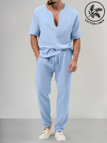 Cozy Cotton Linen Shirt Set Sets coofandystore Light Blue S 