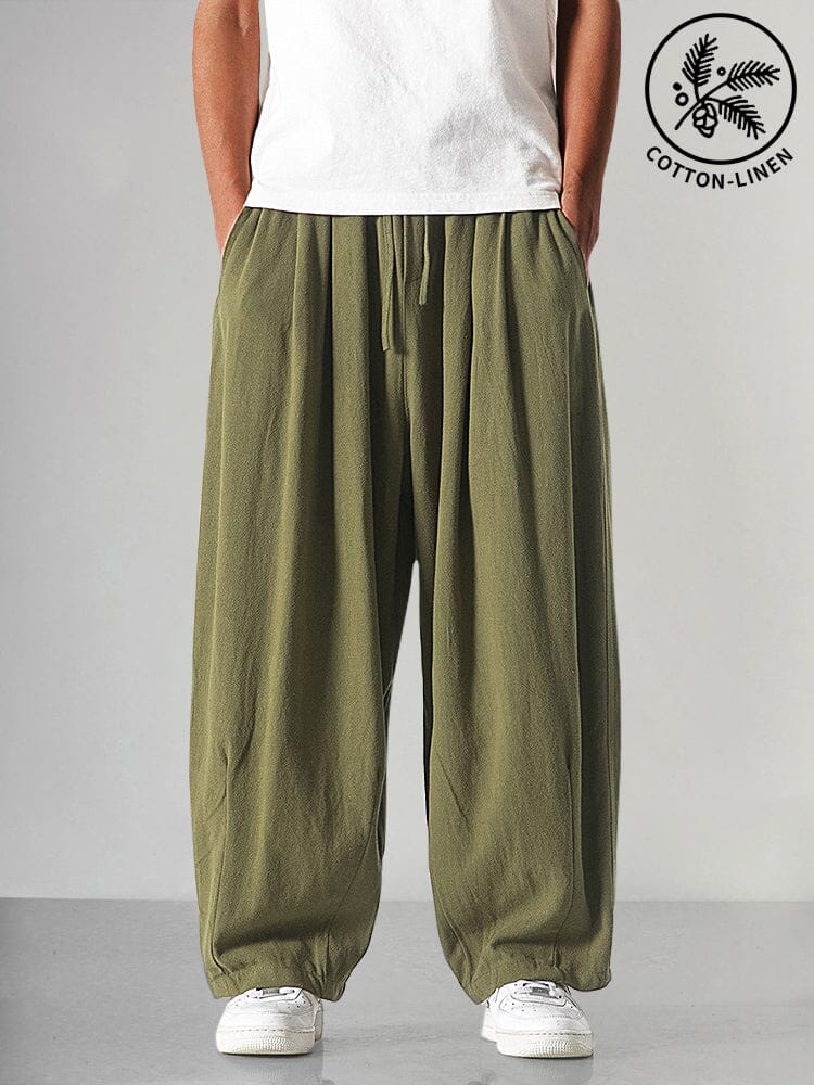 Cozy Loose Cotton Linen Pants Pants coofandy Green M 
