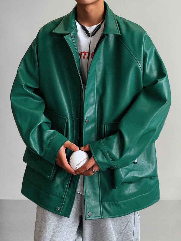 Casual Soft Leather Jacket Jackets coofandystore Green M 