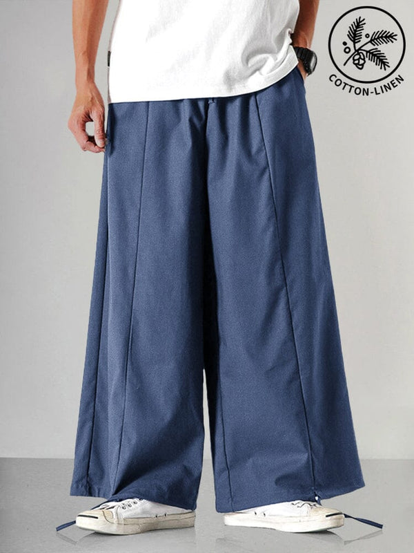 Premium Loose Cotton Linen Pants Pants coofandystore Navy Blue M 