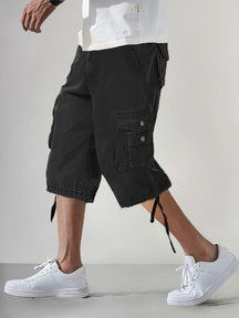 Stylish 100% Cotton Cargo Shorts Shorts coofandy Mid-Black S 
