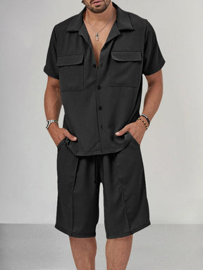 Casual Breathable Shirt Set Sets coofandystore Black M 