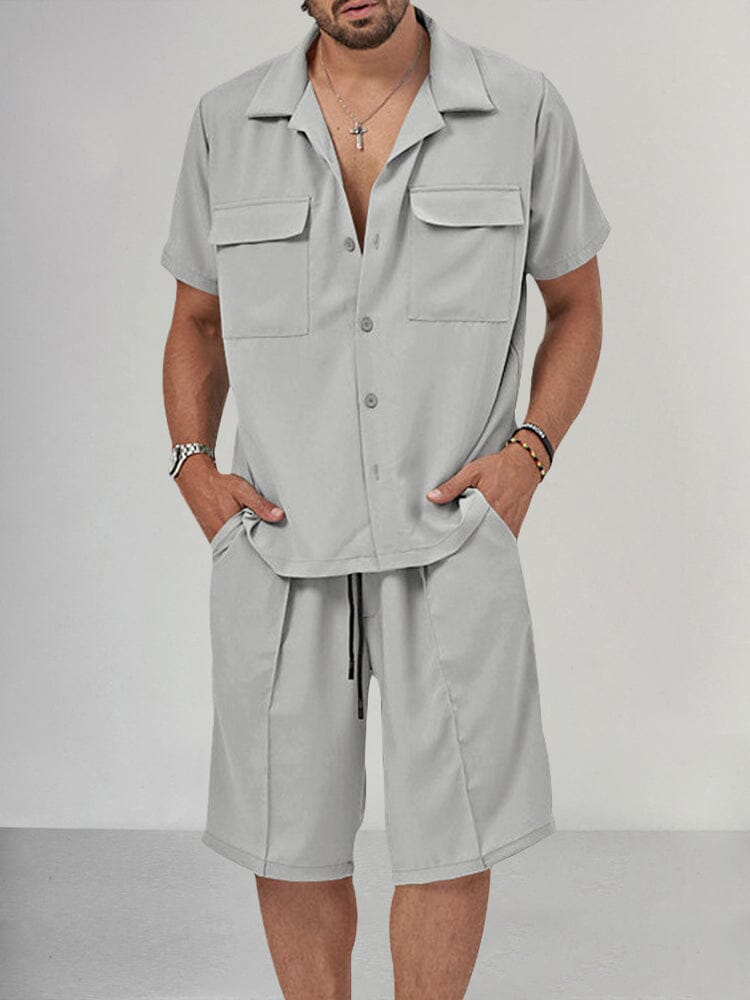 Casual Breathable Shirt Set Sets coofandystore Grey M 