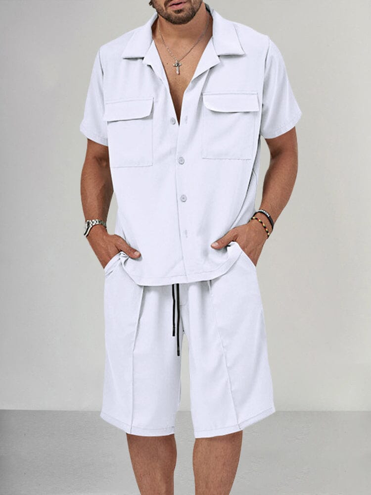 Casual Breathable Shirt Set Sets coofandystore White M 