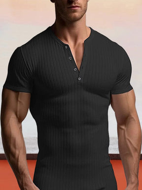 Breathable Stretchy Henley Shirt T-shirt coofandy Black S 
