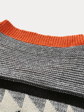 Casual Geometric Splicing Sweater