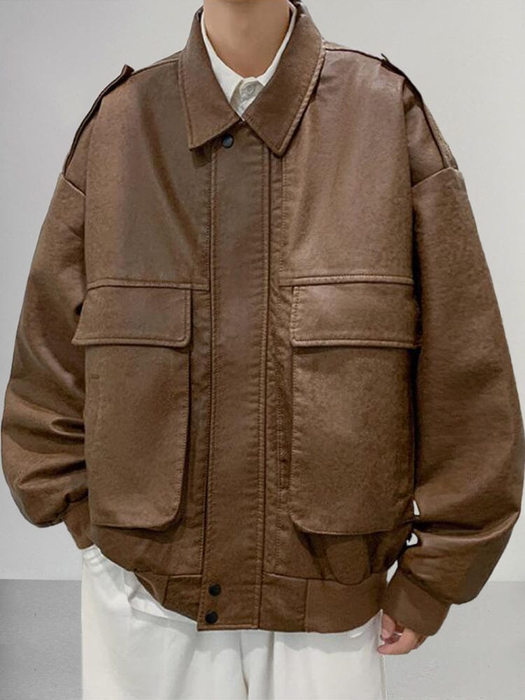 Stylish Loose Leather Jacket Jackets coofandystore 