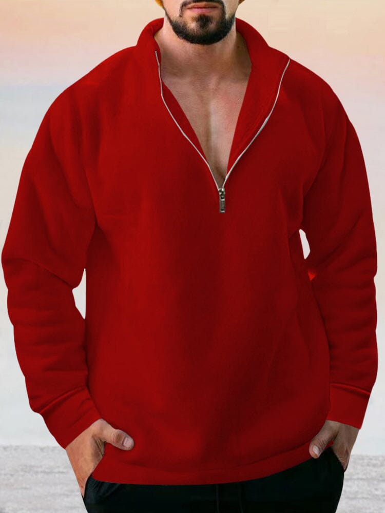 Casual Fleece Pullover Sweatshirt Hoodies coofandy Red S 