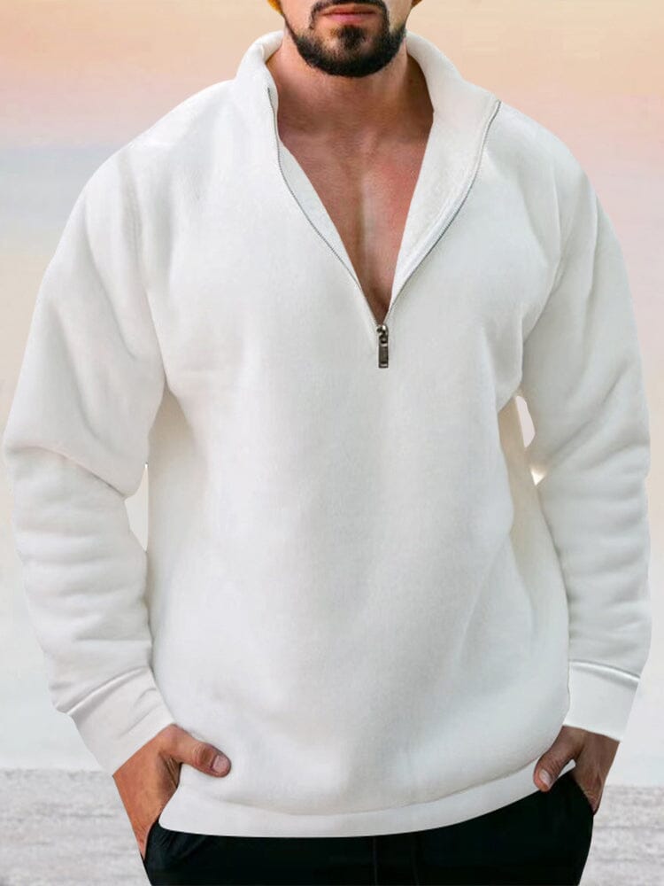 Casual Fleece Pullover Sweatshirt Hoodies coofandy White S 