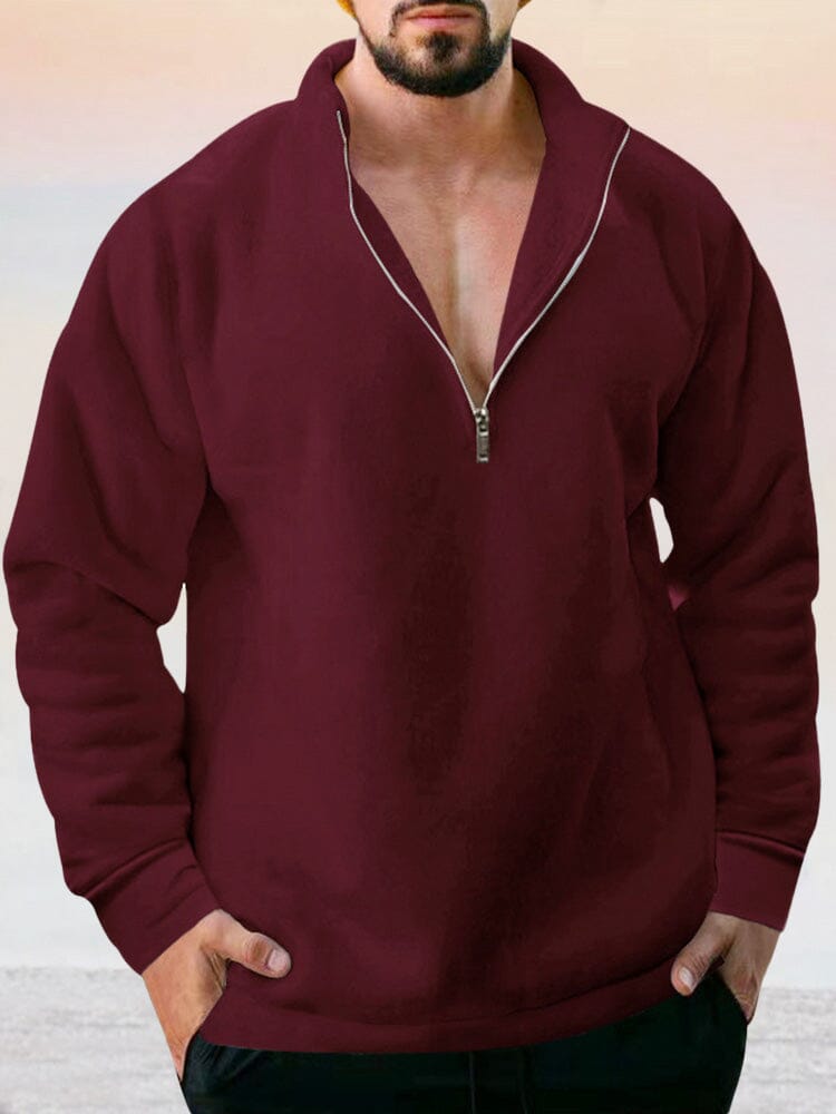 Casual Fleece Pullover Sweatshirt Hoodies coofandy Wine Red S 