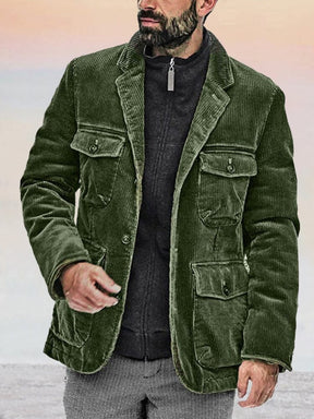 Multi Pockets Corduroy Jacket Jackets coofandy Army Green S 