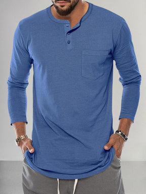 Premium Basic Henley Shirt T-shirt coofandy Blue M 