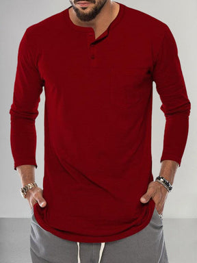 Premium Basic Henley Shirt T-shirt coofandy Dark Red M 