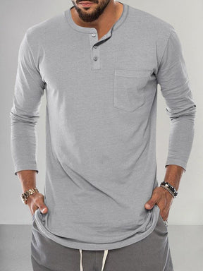 Premium Basic Henley Shirt T-shirt coofandy Light Grey M 