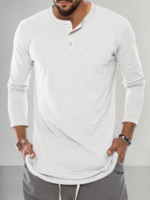 Premium Basic Henley Shirt T-shirt coofandy White M 