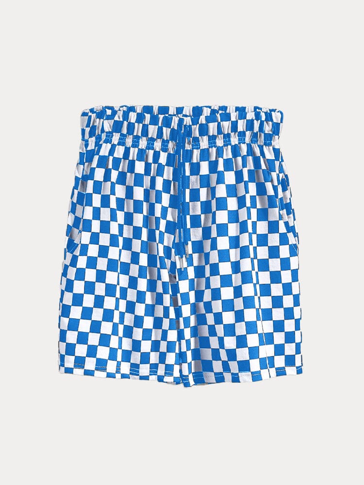 Stylish Checker Print T-shirt Sets Sets coofandy 