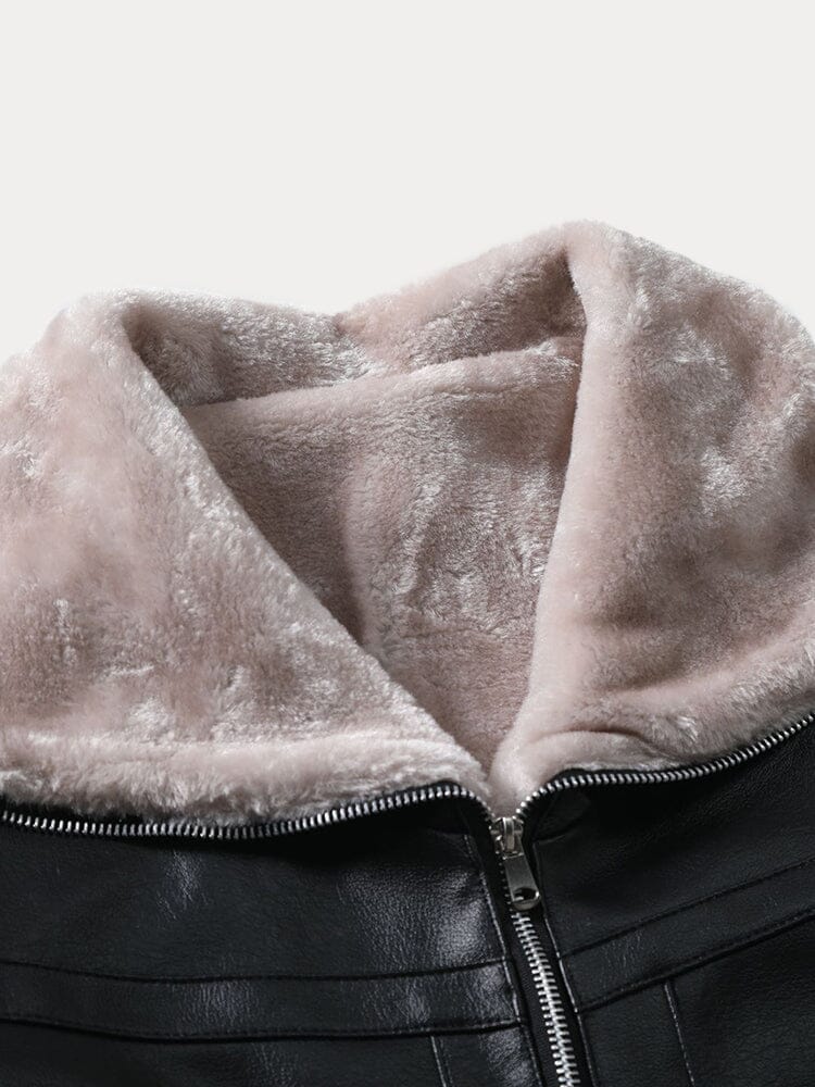 Soft Fleece Leather Jacket Jackets coofandy 