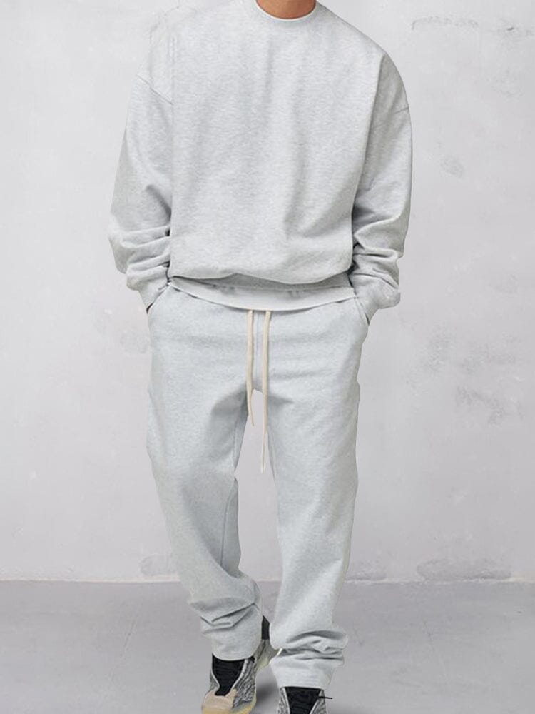 Casual Comfy 2-Piece Sweatshirt Sets Sports Set coofandy Light grey M 