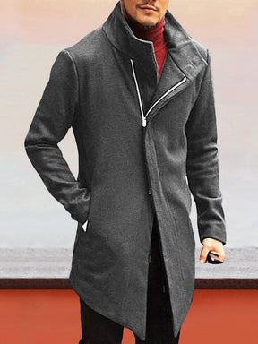 Stylish Zipper Tweed Coat Coat coofandystore Dark Grey S 