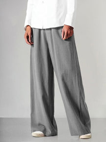 Casual Wide Leg Cotton Linen Pants Pants coofandystore Grey M 