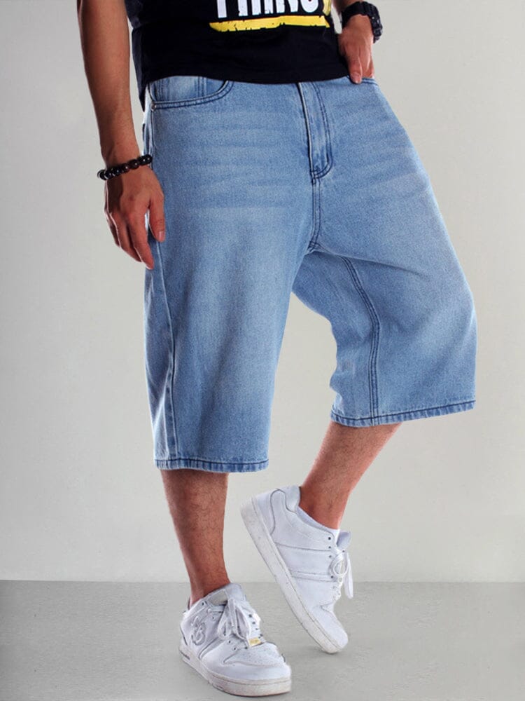 Stylish Loose Denim Shorts Shorts coofandy Blue S 