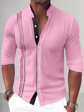 Premium Cotton Linen Shirt Shirts coofandy Pink M 