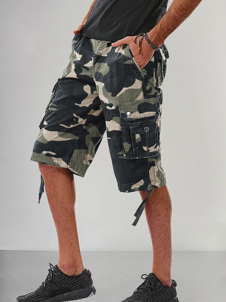Stylish Cotton Camouflage Cargo Shorts Shorts coofandy Army Green S 
