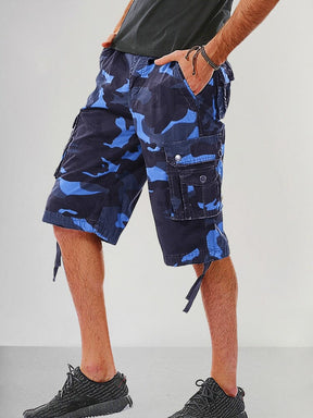 Stylish Cotton Camouflage Cargo Shorts Shorts coofandy Blue S 