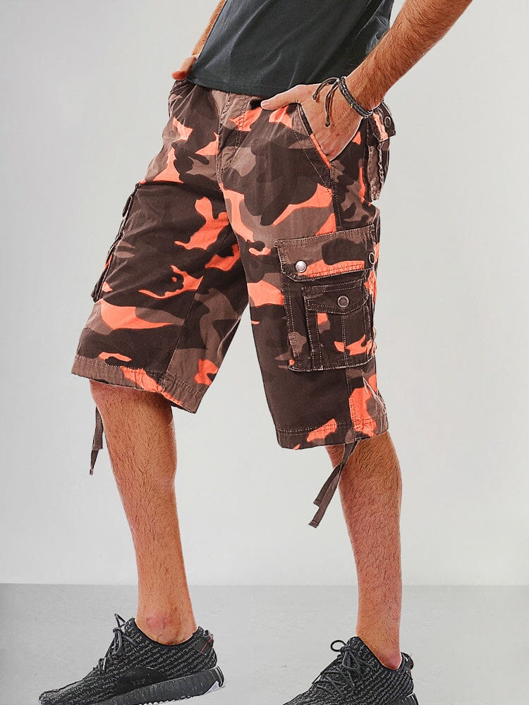 Stylish Cotton Camouflage Cargo Shorts Shorts coofandy Orange S 