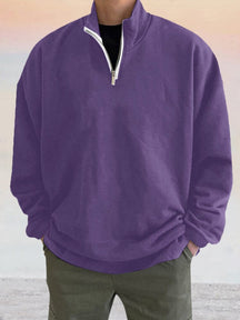 Casual Quarter Zip Sweatshirt Hoodies coofandy Purple M 