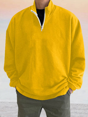 Casual Quarter Zip Sweatshirt Hoodies coofandy Yellow M 