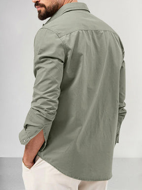 Casual Double Pockets Solid Shirt