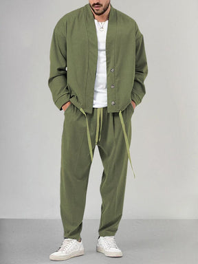 Casual 2-Piece Jacket Sets Sets coofandy Army Green M 