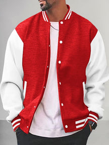 Casual Varsity Baseball Jacket Jackets coofandy Red S 