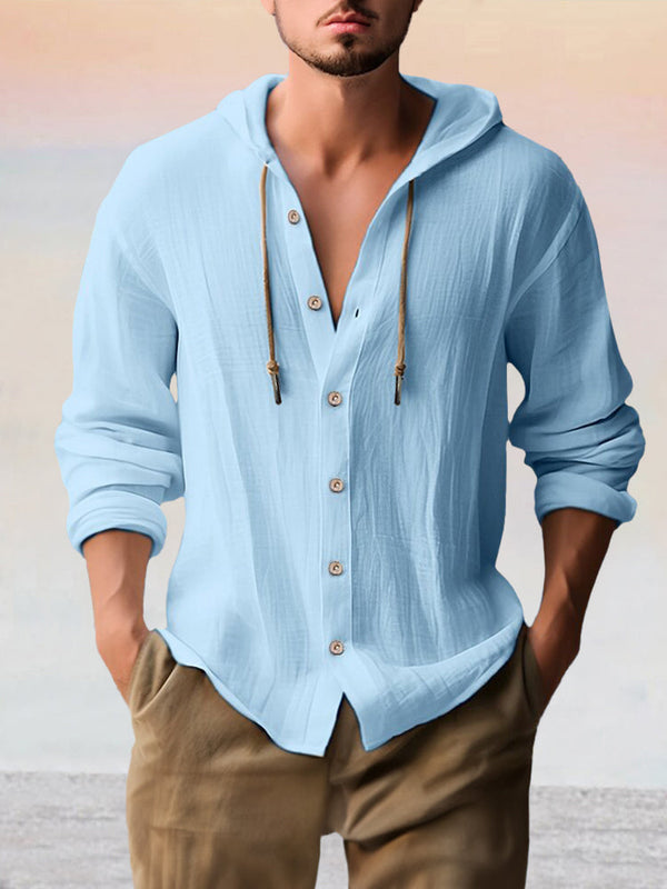 Casual Cotton Linen Hooded Top
